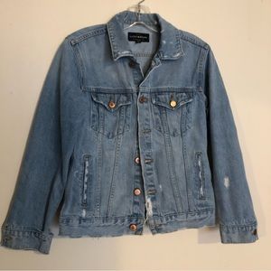 Lucky Brand Denim Jacket Distressed M The Tomboy Trucker Medium Womens Blue